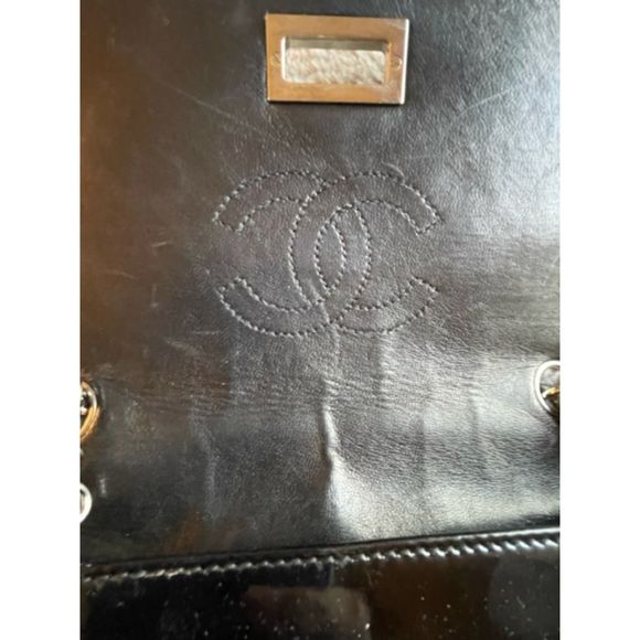 Chanel Vintage Mademoiselle Flap Bag Quilted Canvas Black Patent Small Reissue - Picture 12 of 14
